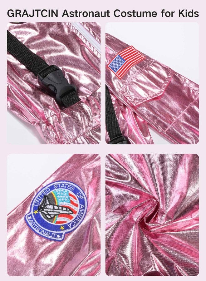 GRAJTCIN Astronaut Costume for Kids Space Suit Alien Jumpsuit Boys Girls Halloween Christmas Party Costume (S, Pink) - Image 5